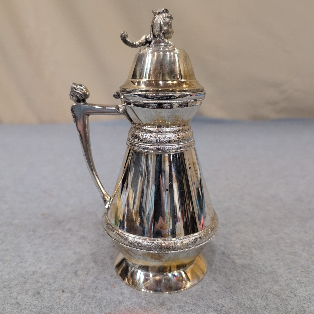Antique Rogers Smith & Co Silver Plate Syrup Pitcher Figural 187 Meriden CT 1873 - Picture 1 of 7